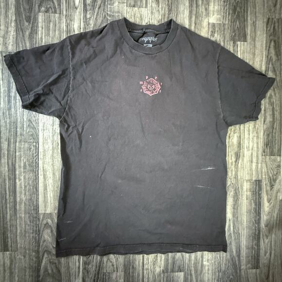 Empyre Sun Face Logo Tee Black Distressed Faded Graphic T-Shirt Men’s Large - Picture 1 of 8